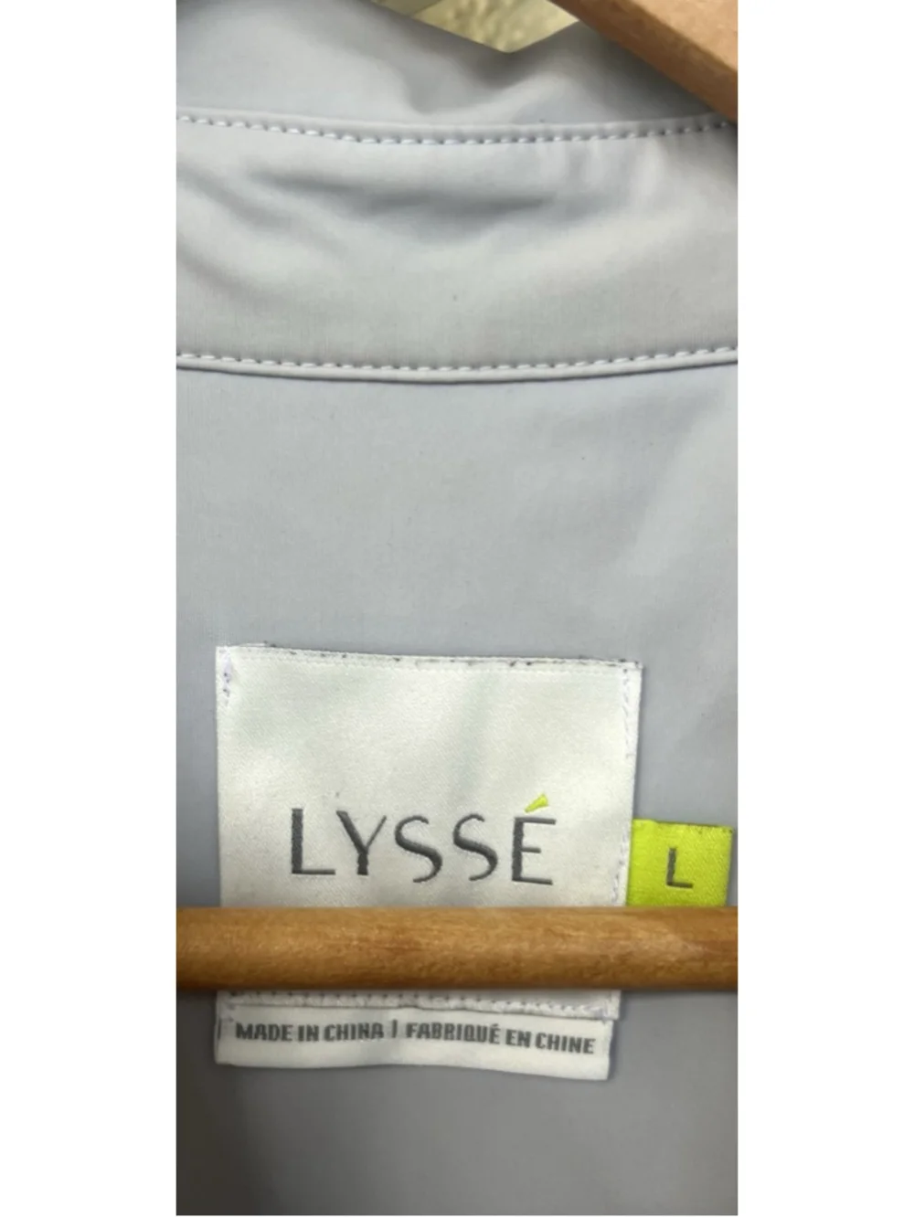 Lysse Light Gray Collared Button Front Stretch Shirt L Career Business Minimal